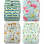 Littles & Bloomz Lot de 4 Bébé Couches Réutilisables en Tissu