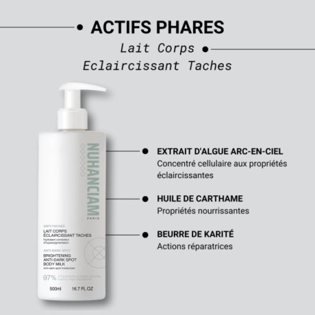 Nuhanciam Lait Corps Éclaircissant – Correcteur d’Hyperpigmentation & Hydratant – 500 ml