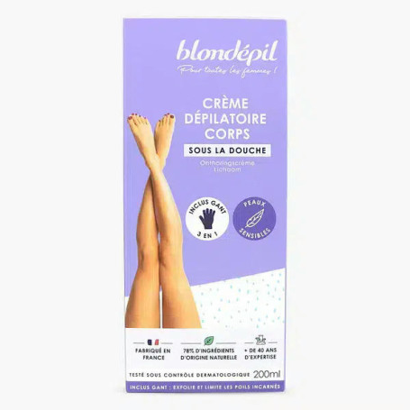 Bondepil Crème Dépilatoire Corps avec Gant 3 en 1 Peau Sensible 200 ml