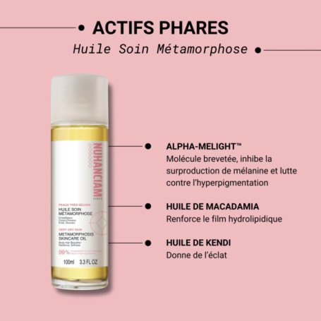 Nuhanciam Huile Soin Métamorphose Embelliseur Corps Et Cheveux 100 ml – Le Soin Ultime pour Sublimer Votre Peau et Vos Cheveux