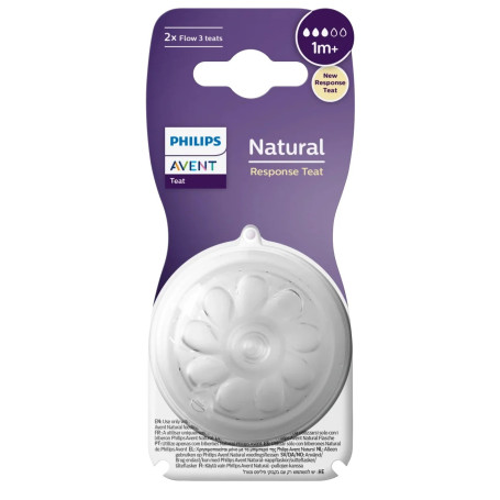 Philips AVENT – Lot de 2 Tétines Natural 2.0 Débit 3 (1 mois et +)