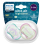 Philips Avent Sucette Ultra Air Night Vert et Rose 0-6 Mois 2 pièces