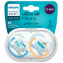 Philips Avent Sucette Ultra Air Happy 2 Pièces (Age : 0 à 6 mois/Bleu/Jaune)